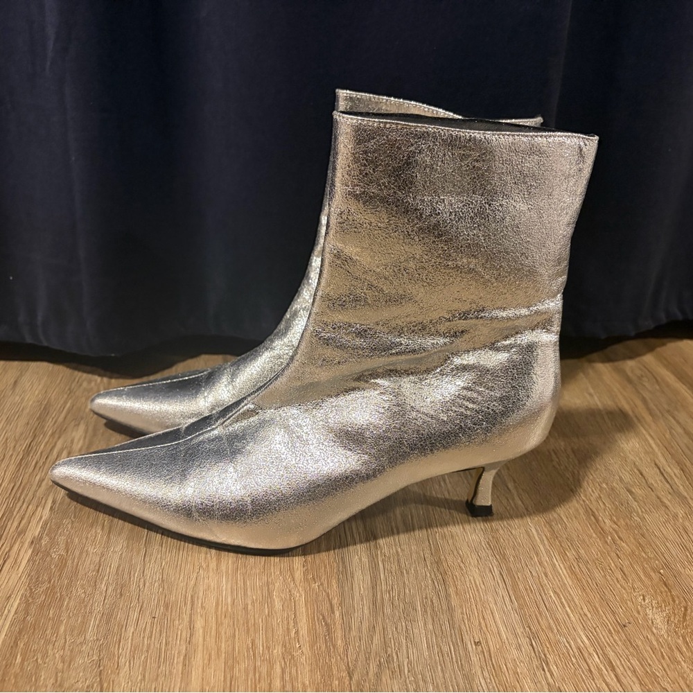 Silver Metallic Ankle Boots
